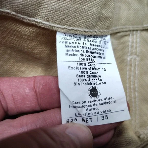 Vintage Carhartt Shorts Men's 34 Beige B25 WET Duck Canvas Carpenter Work - Picture 3 of 7